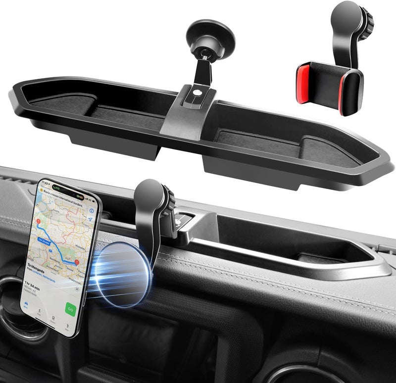 ZKJAYOE Magnetic Phone Mount for Jeep 2018-2023 Wrangler JL JLU & Gladiator JT - Dashboard Phone Holder with Magsafe for Jeep Wrangler & Gladiator 2/4 Accessories (Not for 4XE) - Image 1